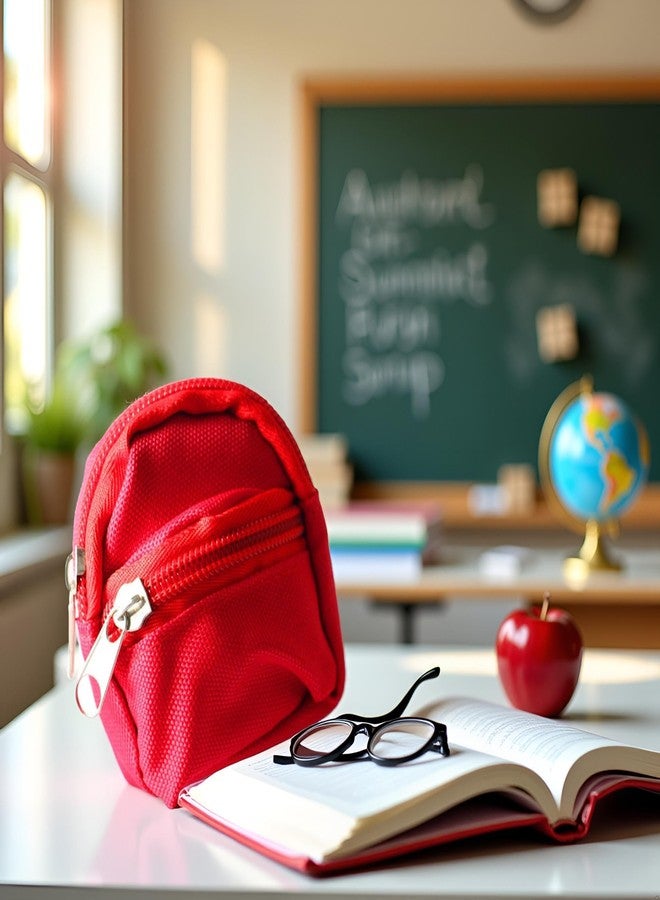 SquarezhenBo Mini Doll Zipper Backpack,Cute School Bag Model Dollhouse School Accessory for 1/6 Scale Dollhouse,Dolls Accessories Costume Ornament Photography Props,Keys Purse Dollhouse Accessories (Red) - Image 4